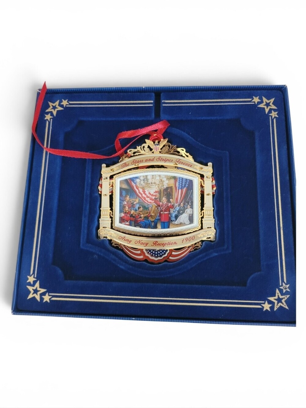 New 2010 White House Christmas Ornament Army Navy Reception 1900 Music Boxed